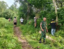 Babinsa Koramil 05/Sinjai Selatan Bersama Warga Laksanakan Karya Bakti Pembersihan Jalan Tani