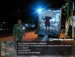 Hingga Larut Malam, Babinsa Kodim 1404/Pinrang Dampingi Penyerapan Gabah Petani Oleh Bulog