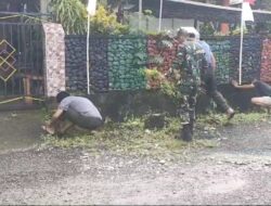 Anggota Koramil 1419-01/Maiwa Gelar Karya Bakti Pembersihan Selokan