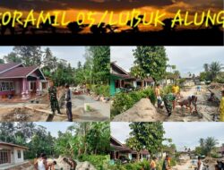 Babinsa Koramil 05/Lubuk Alung Bersama Warga Binaan Goro Bangun Saluran Drainase