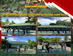 Bina Fisik Prajurit Kodim 0308/Pariaman Olahraga Sepak Takraw