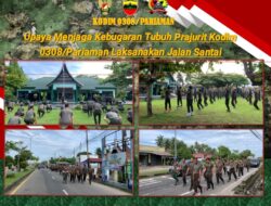 Upaya Menjaga Kebugaran Tubuh Prajurit Kodim 0308/Pariaman Laksanakan Jalan Santai
