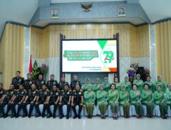 Danrem 141/TP dan Ketua Persit KCK Koorcab Rem 141 Hadiri Peringatan HUT Ke-79 Persit di Kodam XIV/Hsn
