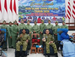 DANREM 181/PVT TURUT BERPARTISIPASI DONOR DARAH DALAM RANGKA HUT KE-81 TNI