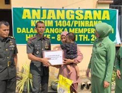 Semarak HUT TNI ke-81, Kodim 1404/Pinrang Berbagi Sembako kepada Warga Kurang Mampu